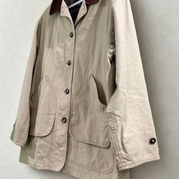 Vintage 1990s Lands’ End Barn Coat with Corduroy Collar- Size M